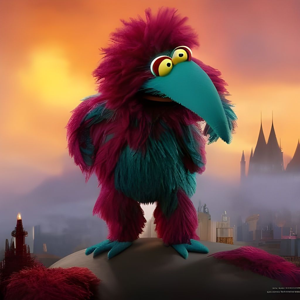 Big Bird as Vampire in Detailed Matte Painting