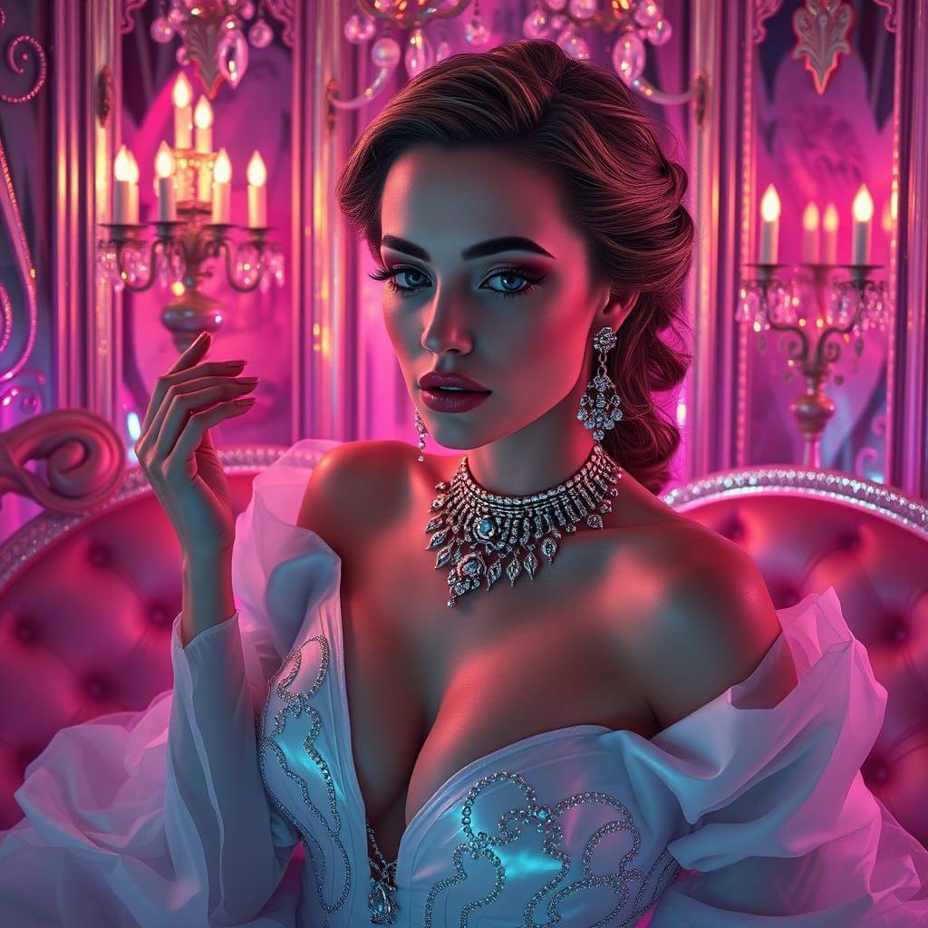 Sensual Scene Blending Art Deco and Art Nouveau