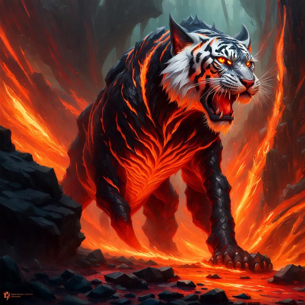 Hyper Detailed Lava Tiger Fine Art