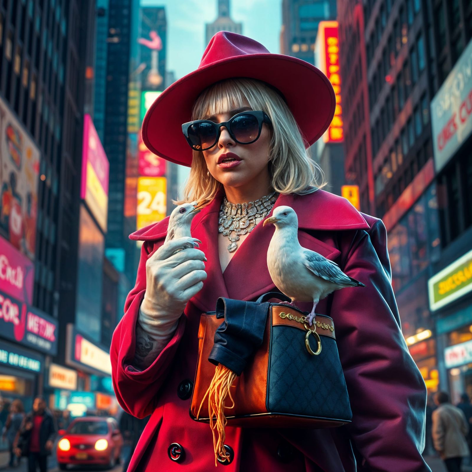 Lady Gaga's New York Seagull Walk: Digital Art