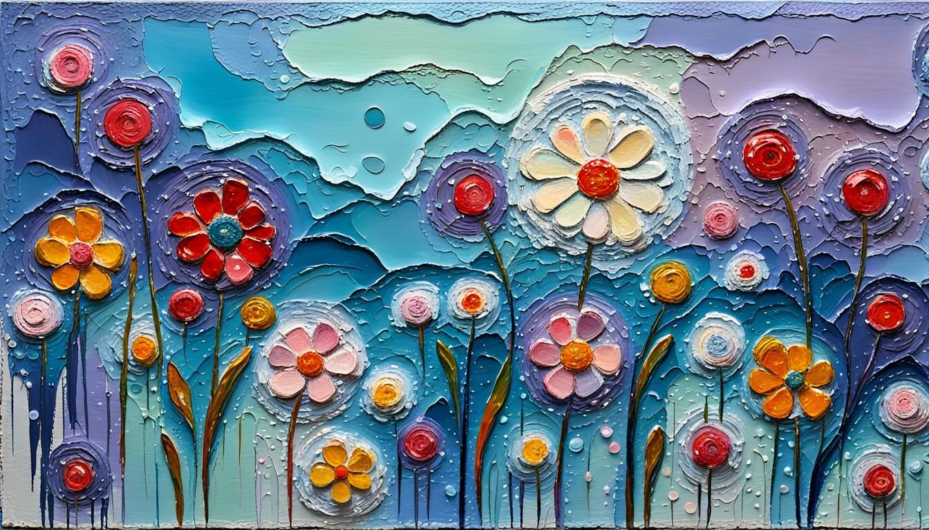Floral Oil Painting with Palette Knife Technique