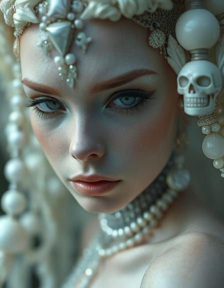 Pearl Oracle of the Abyss: Surreal Dreamlike Portrait