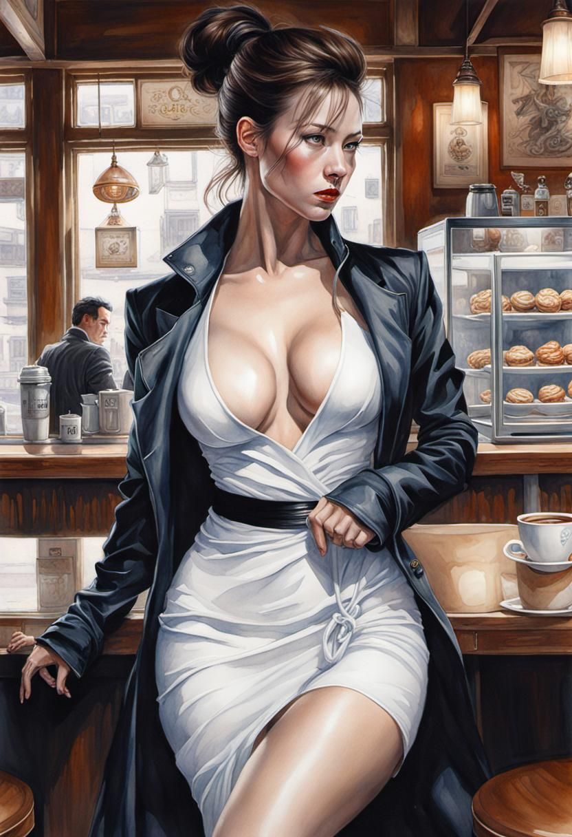 Cyberpunk Female Spy in Watercolor Style