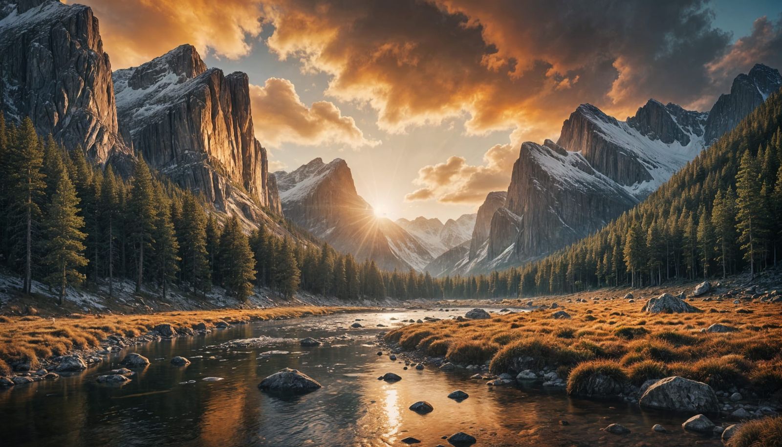 Rugged Mountain Range at Golden Hour