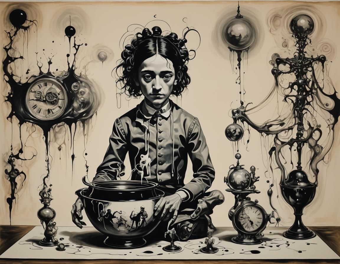 Surreal Ink Drawings: Kafka and the Vessel