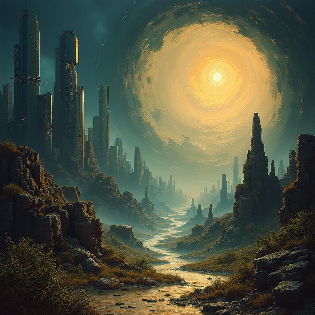 Dreamlike Cityscape Transcends Time and Space