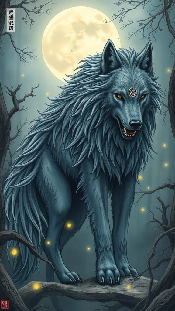 Majestic Werewolf in Lush Forest Dreamscape