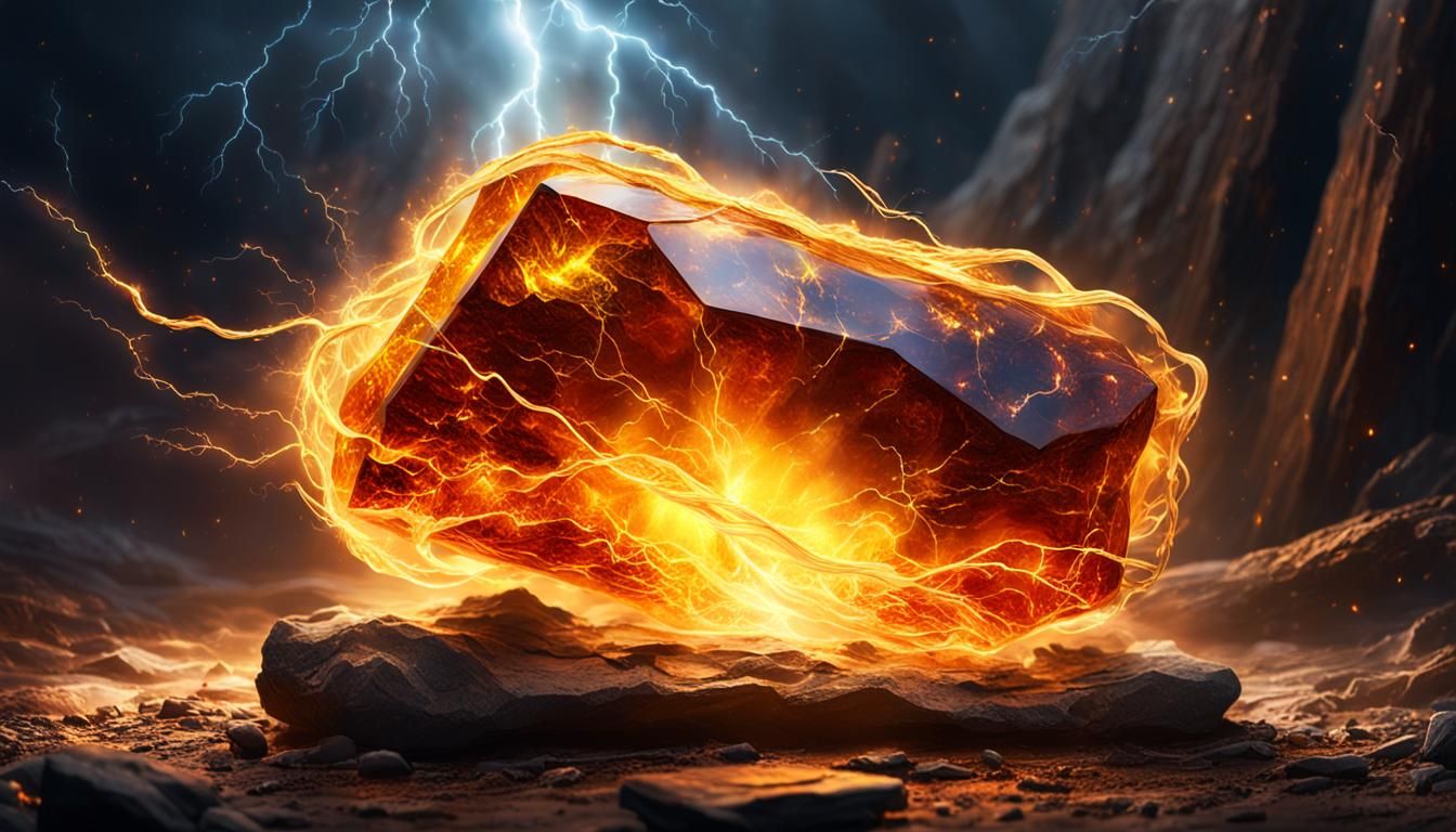 Amber and Lightning Strike in Hyperrealistic Concept Art