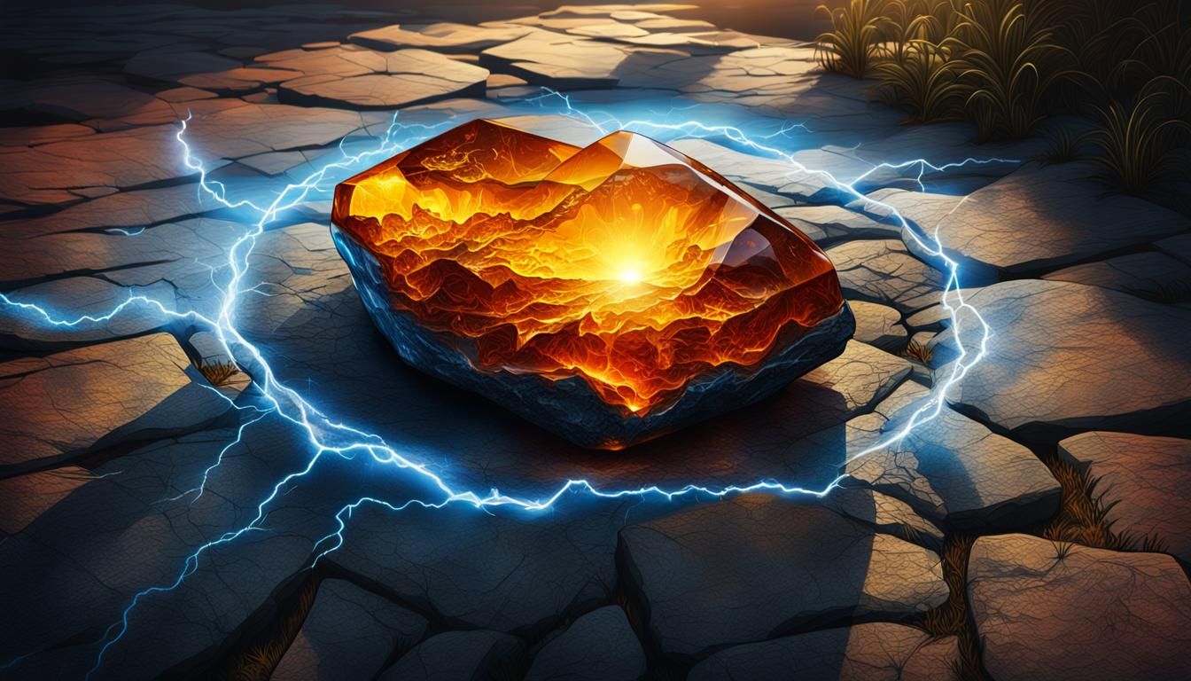Amber Electrified: Hyperrealistic Concept Art with Lightning