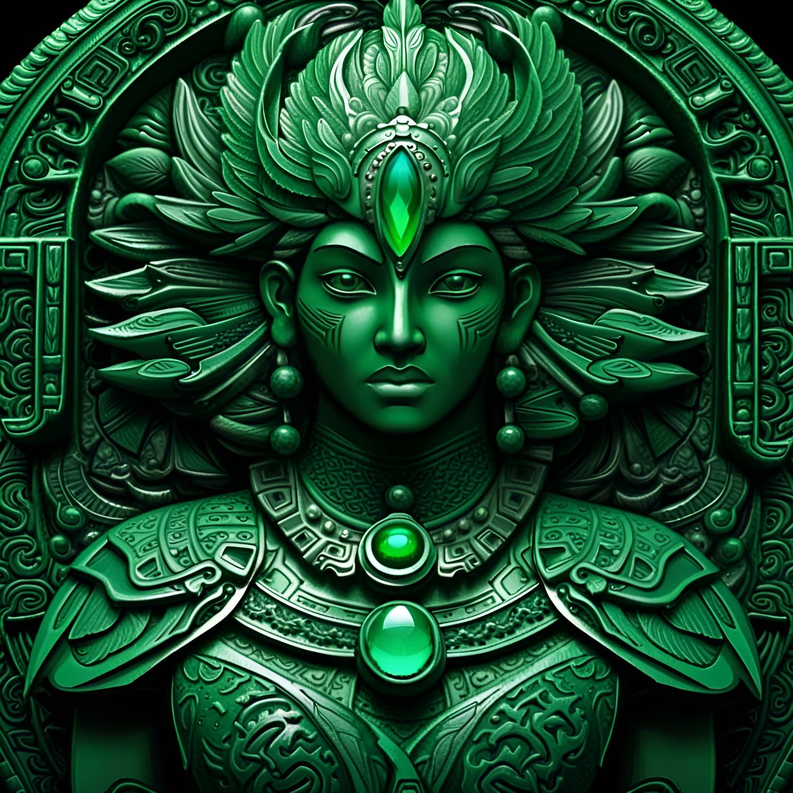 Emerald Engraving of Animistic Force of Nature