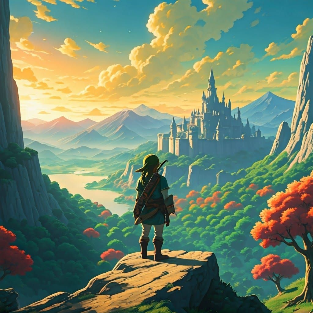 Epic Hyrule Castle Landscape in Vibrant Colors