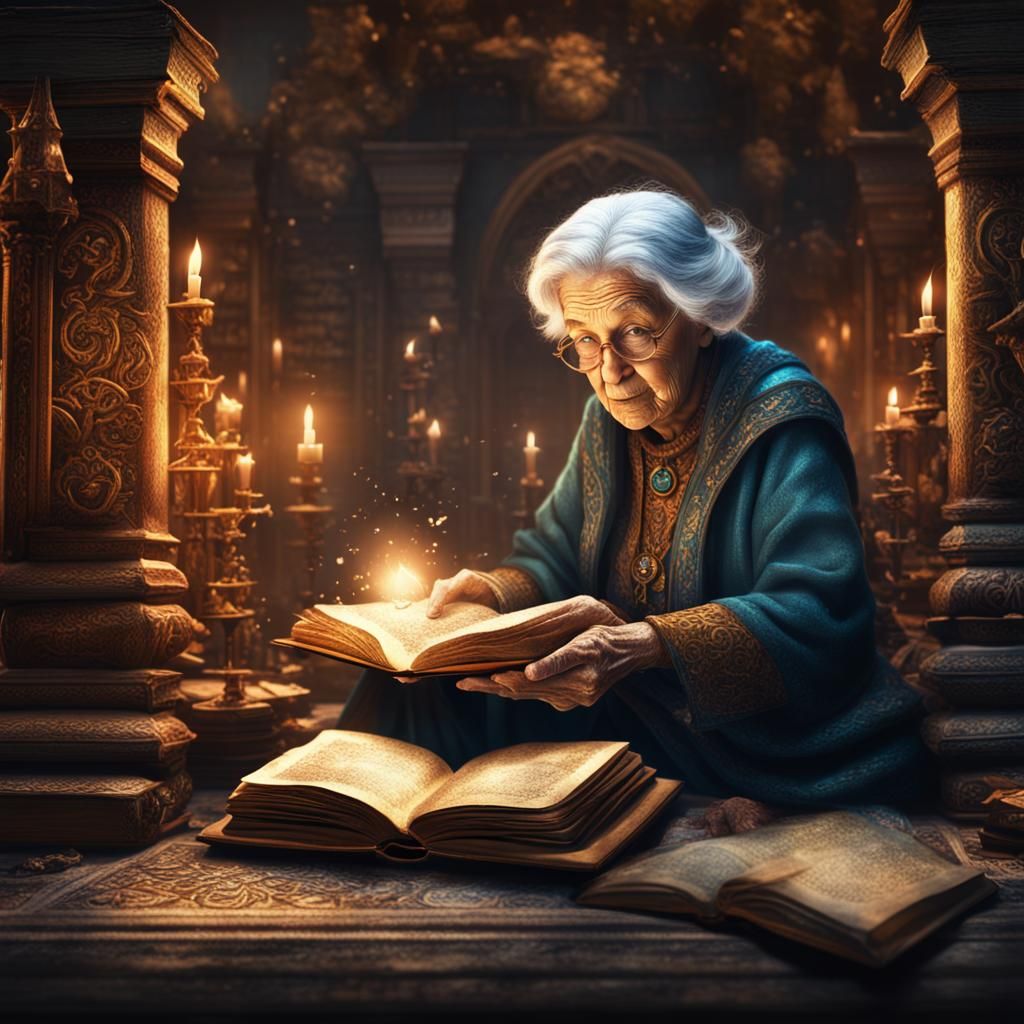 Ancient Book Reveals an Old Lady: Fantasy Art