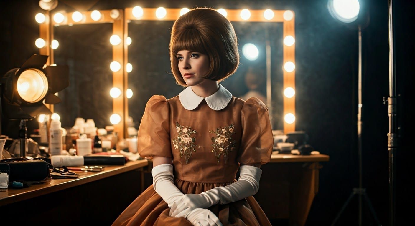 Moody 1960s Backstage Diva in Vintage Brown Organza