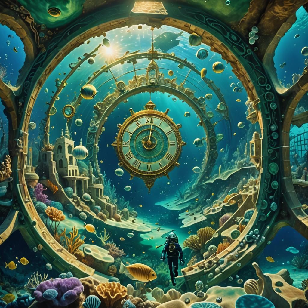 Surreal Sunken Mosaic City in Dreamlike Style
