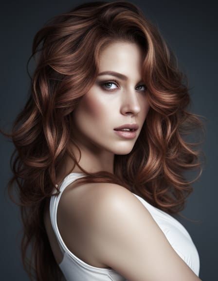 Brazilian Supermodel with Fiery Red Hair on Beach