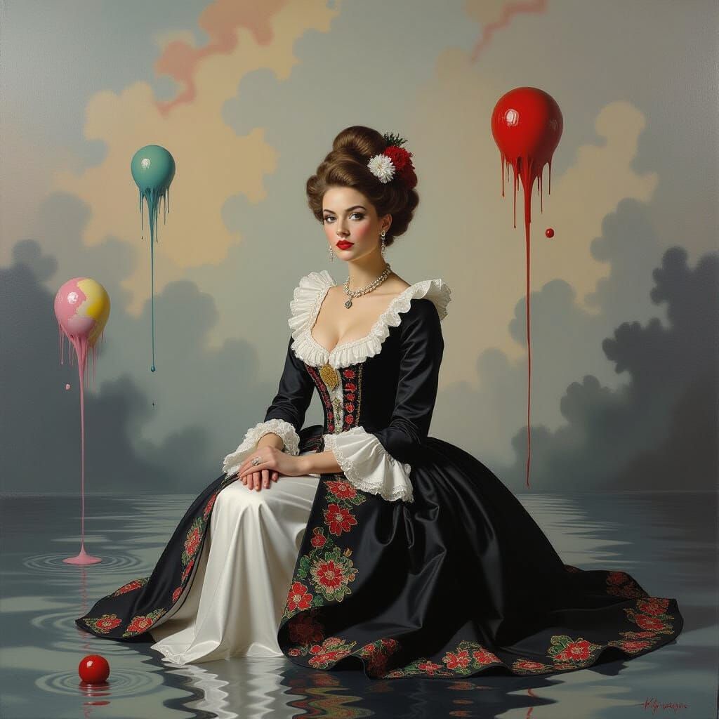 Lola Young in a Surrealist Dreamscape, Oil on Canvas