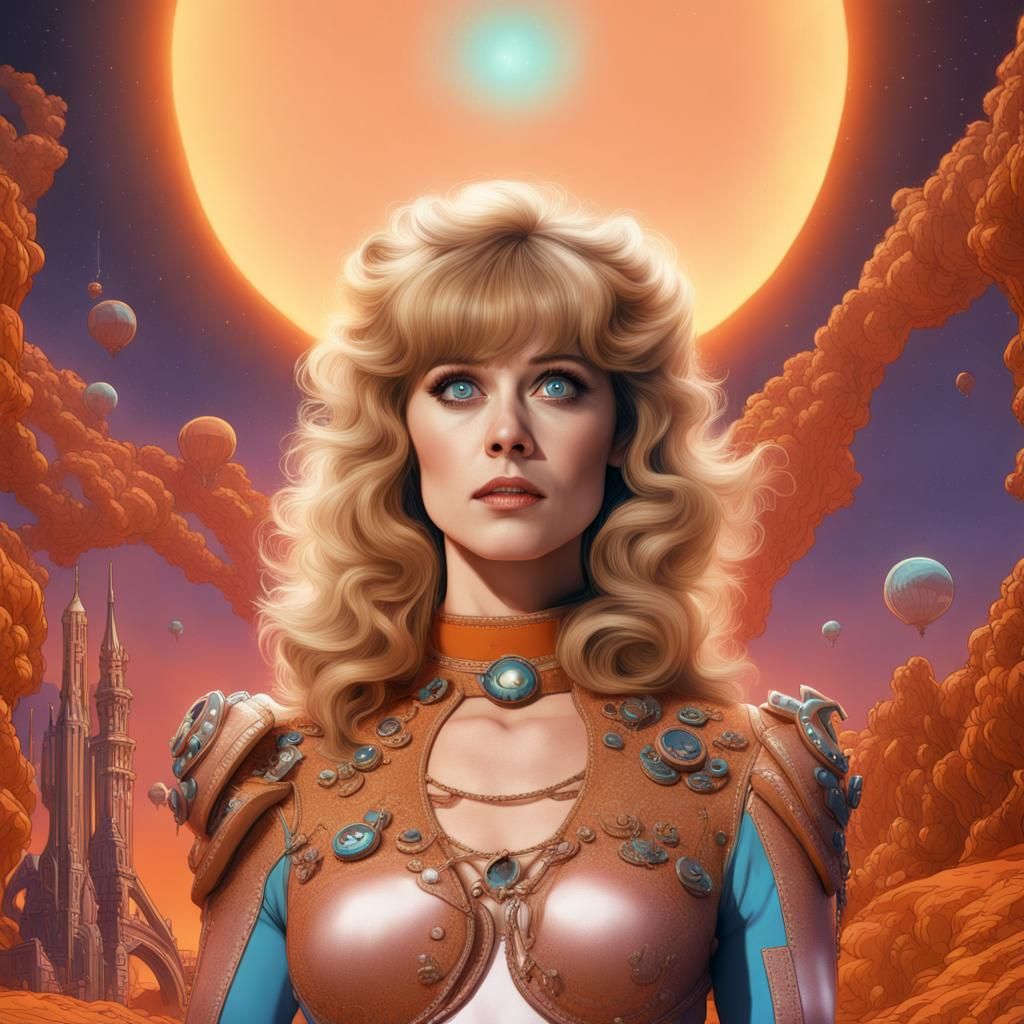 Zooey Deschanel as Barbarella, Moebius Style