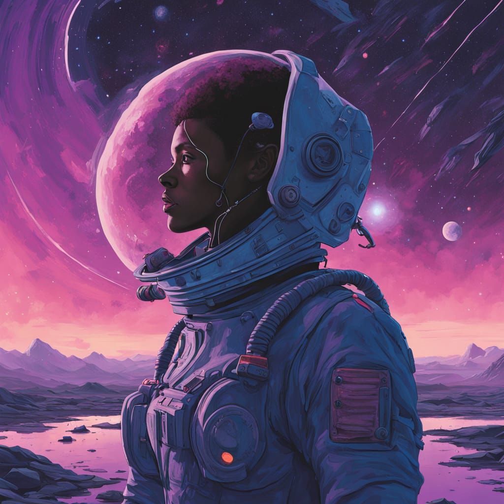 Astronaut Drifting in Space, Stålenhag Style