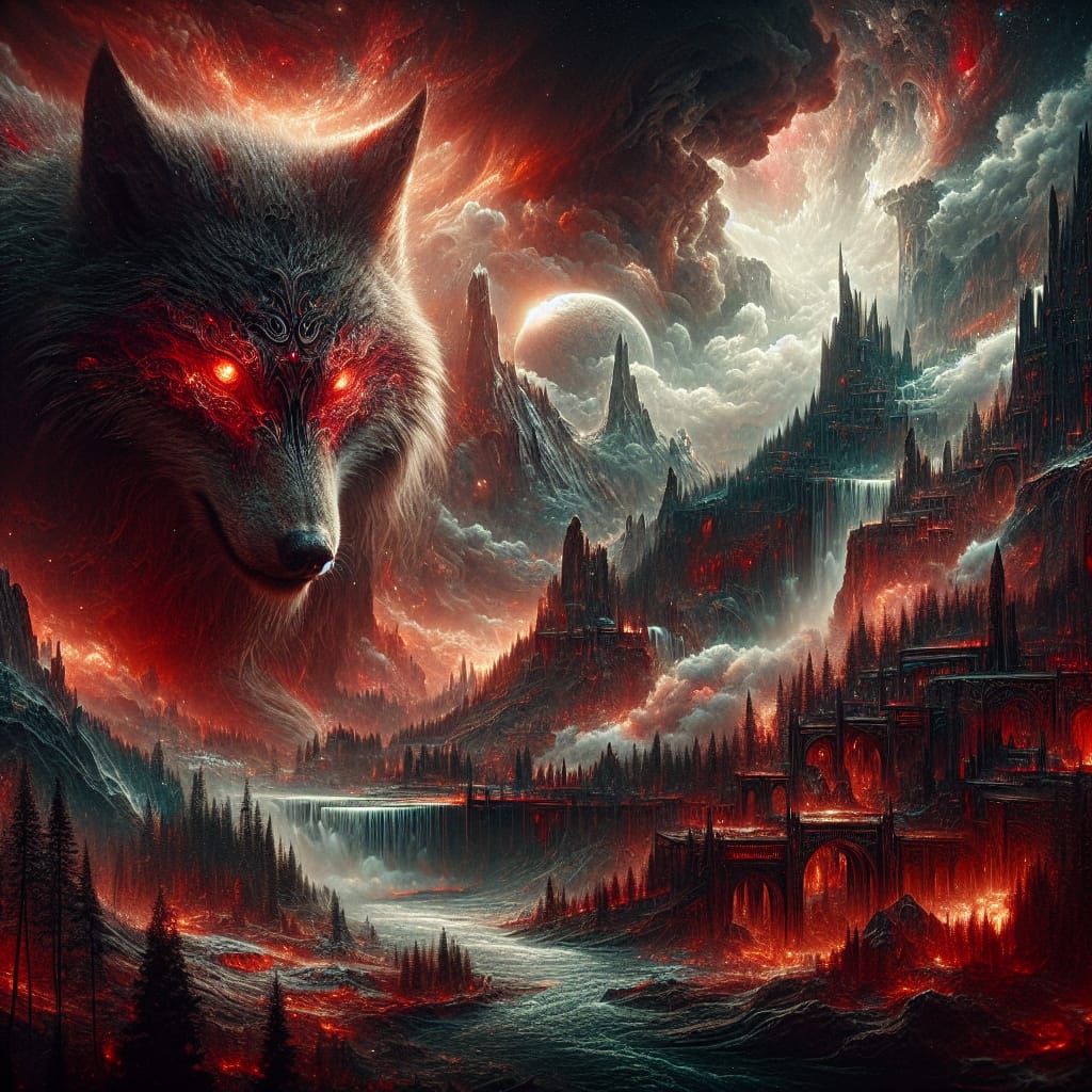 Nightmarish Wolf in Dramatic Digital Matte Painting