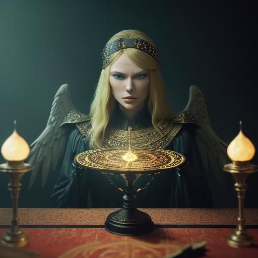 Phoenix Tarot Reader with Fiery Aura, Cinematic Portrait