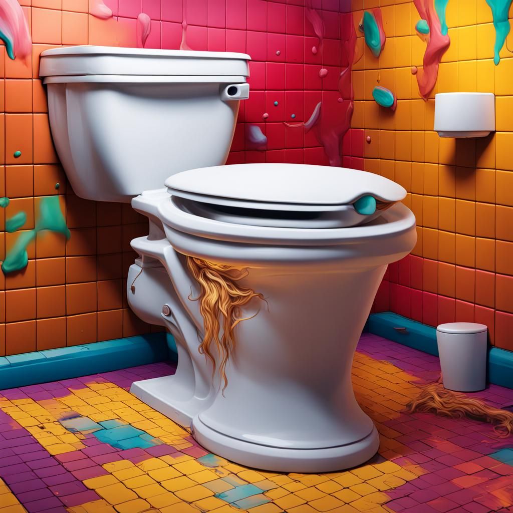 Hyperrealistic Skibidi Toilet with Poo Splash Art
