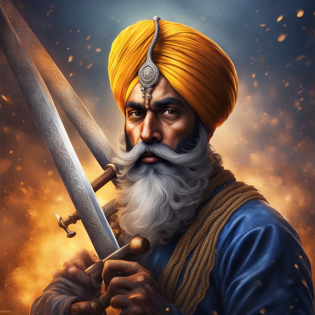 Nihang Sikh Warrior with Khanda Sword