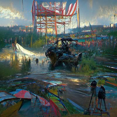 Ominous Post-Apocalyptic Amusement Park Concept Art