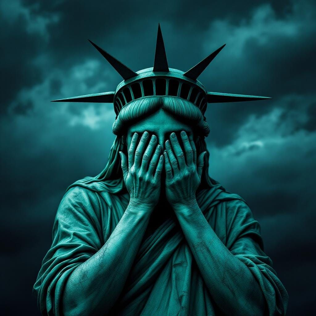 Statue of Liberty in Despair: Photorealistic Artwork