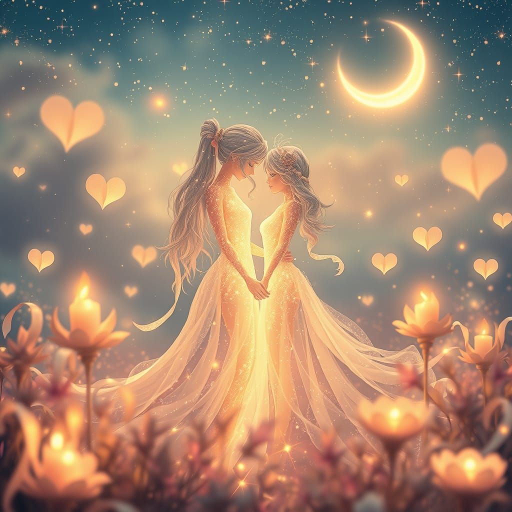 Whimsical Celestial Garden of Eternal Love