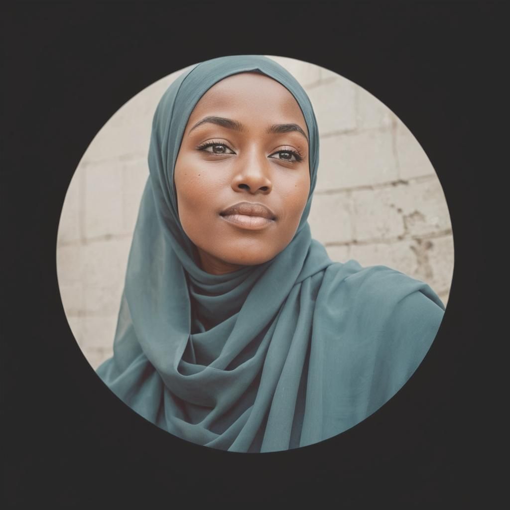 Beautiful African Muslim in blue hijab. Professional photogr...