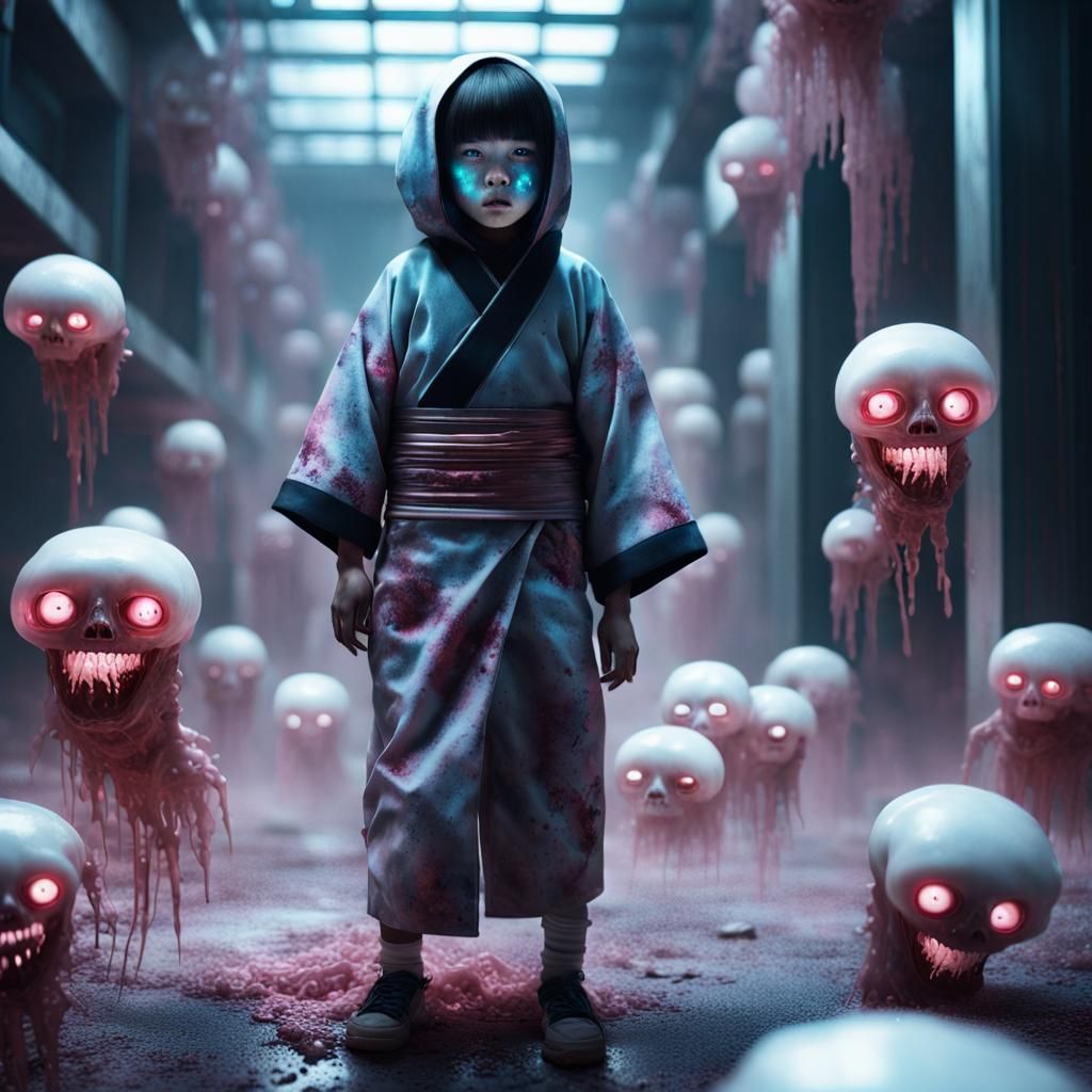 Horror Portal with Japanese Ghoul in Sci-Fi City