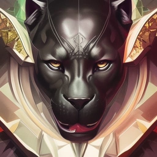 Demonic Black Panther Portrait in Eldritch Style