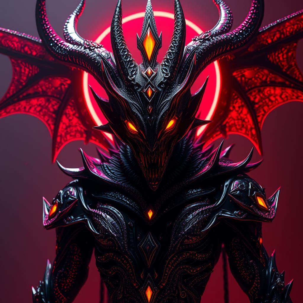 stylish fantasy evil dark creature, art by Luis Royo and H R...