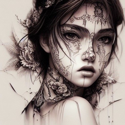 Hyper-Detailed Tattooed Graffiti Girl Portrait