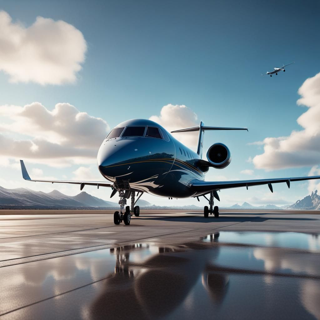 Private Jet Lands at Empty Airport: Matte Painting