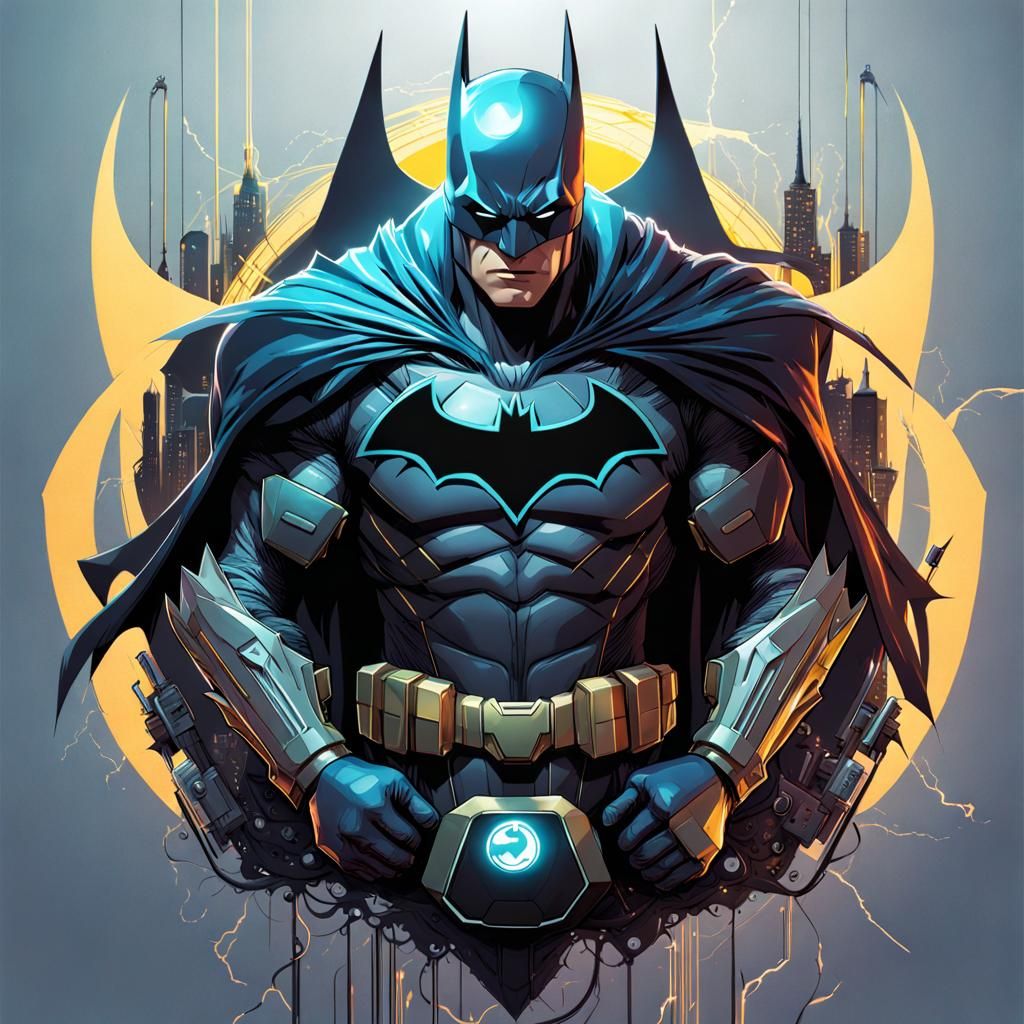 Funny Surreal Batman Energy Battery Cartoon