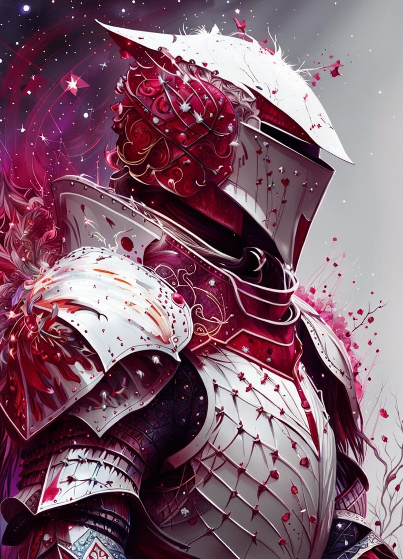Galactic Knight in Ruby-Outlined Constellation Armor