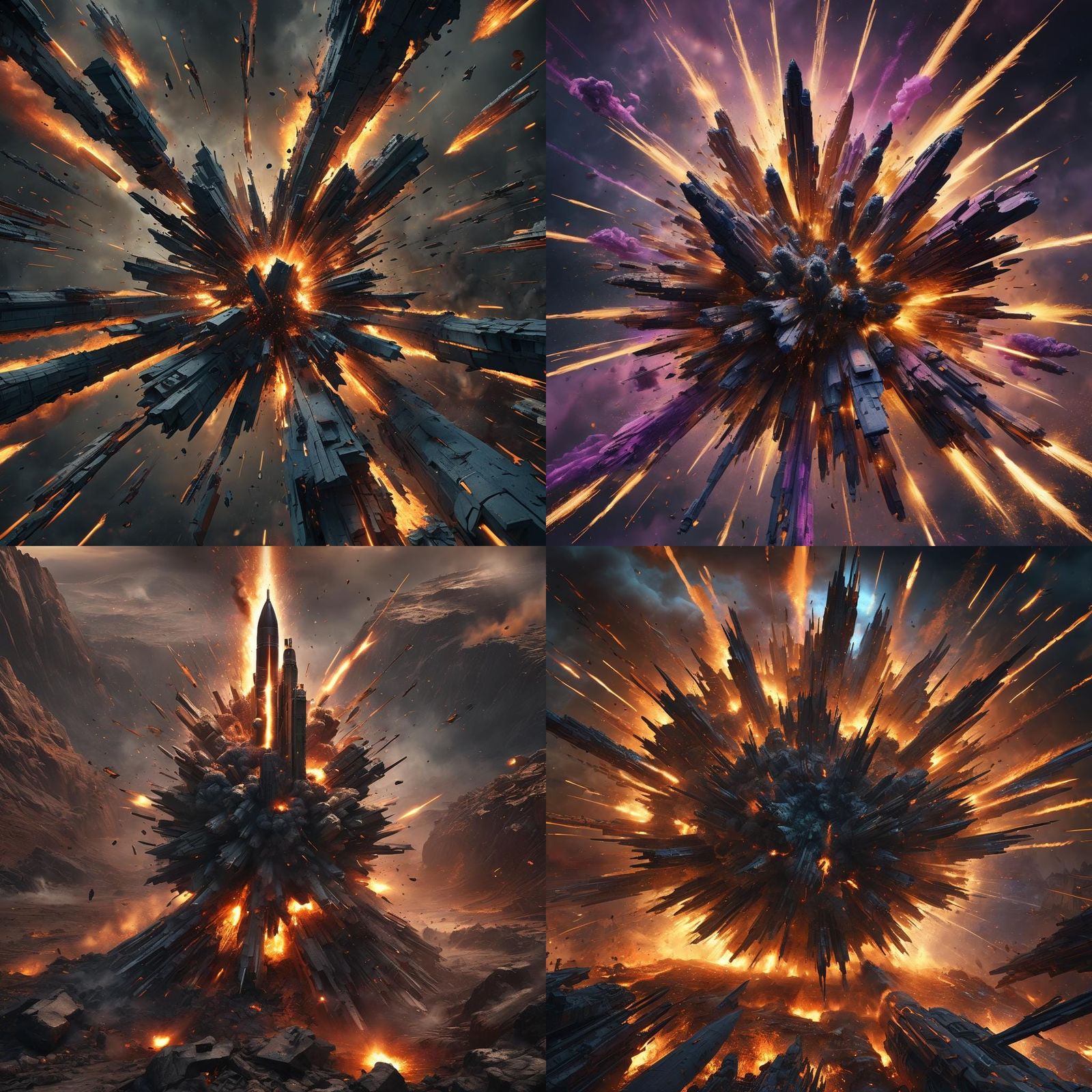 Missile Exploding: Detailed Matte Painting in Deep Color