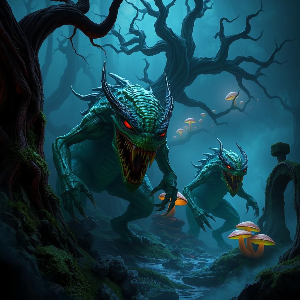 Terrifying Green Monsters Emerge in Eerie Forest