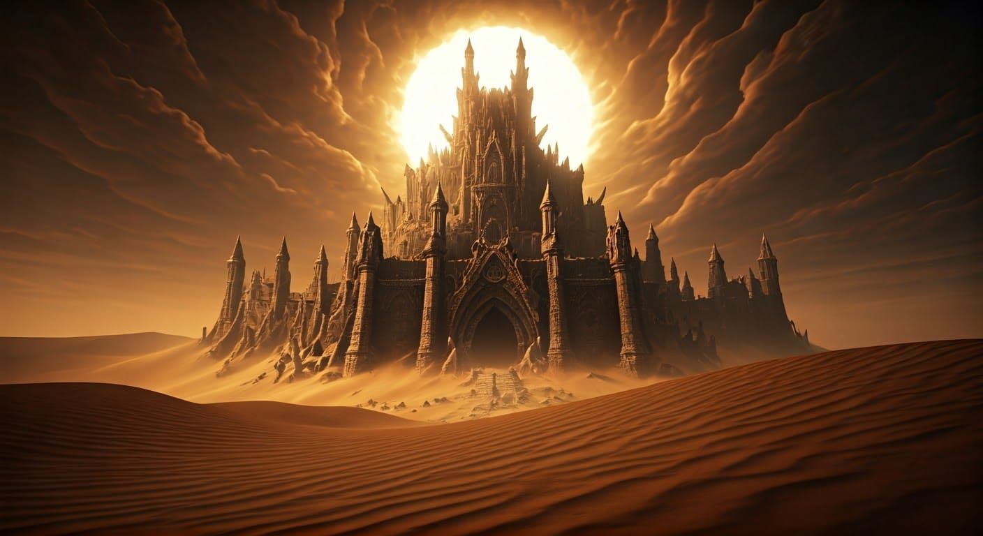 Ominous Bone Castle Rises During Sandstorm