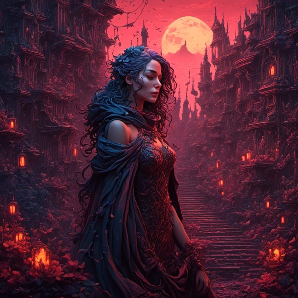 Irresistible Dark Beauty in Detailed Matte Painting