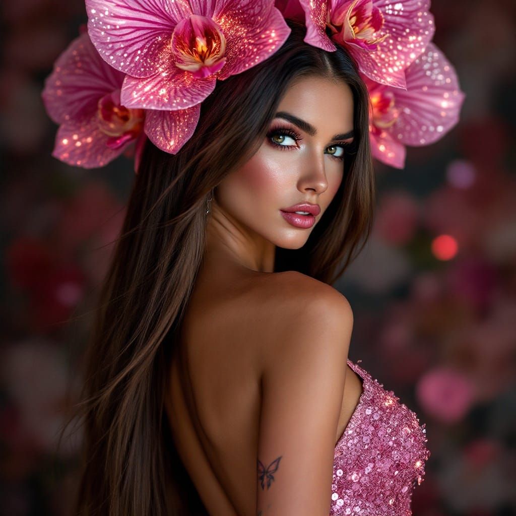 Pink Sequin Orchids
