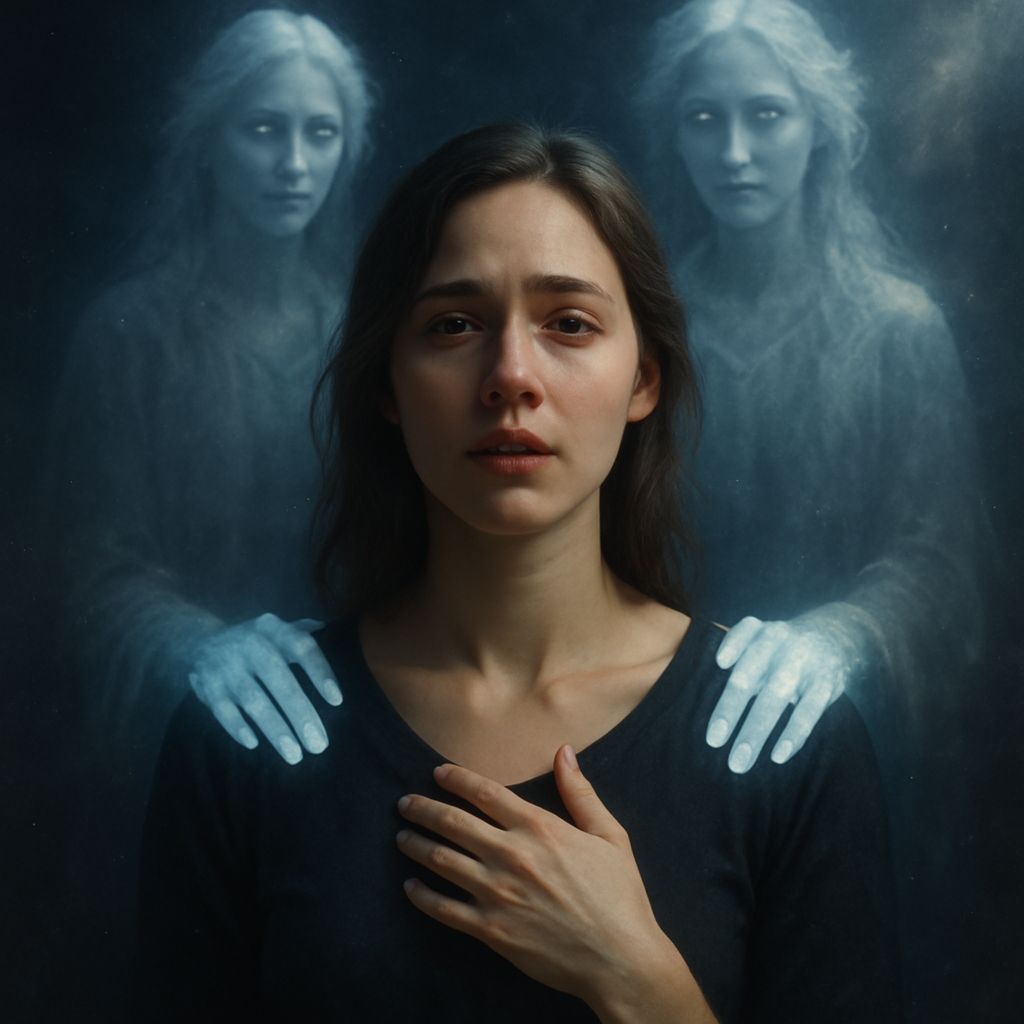 Ethereal Portrait: Woman Touched by Spirit Guardians