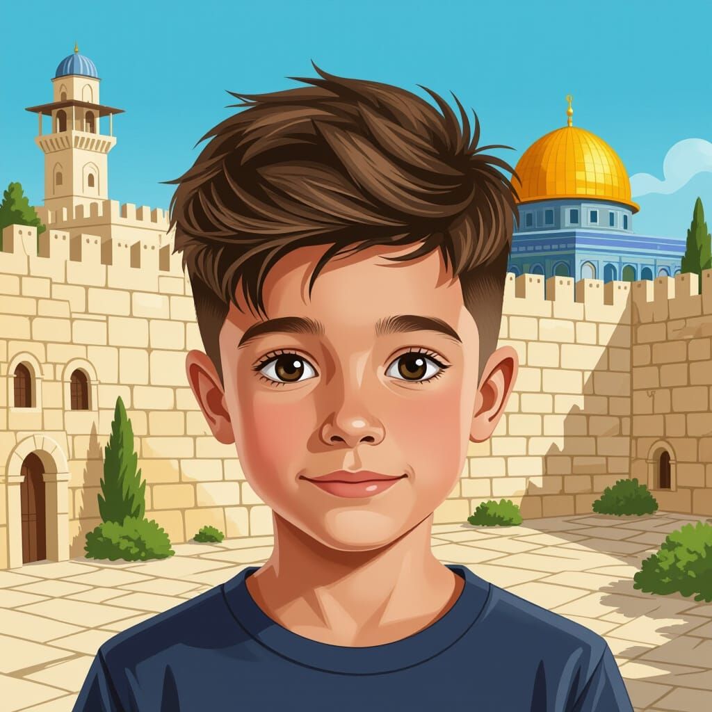 Jerusalem Walls Hairstyle: Artistic Digital Illustration