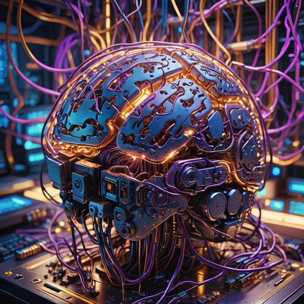 Futuristic Computer Brain in a Cyberpunk Laboratory