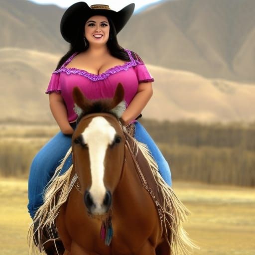 Hyper Realistic Obese Mexican Cowgirl in Western Attire
