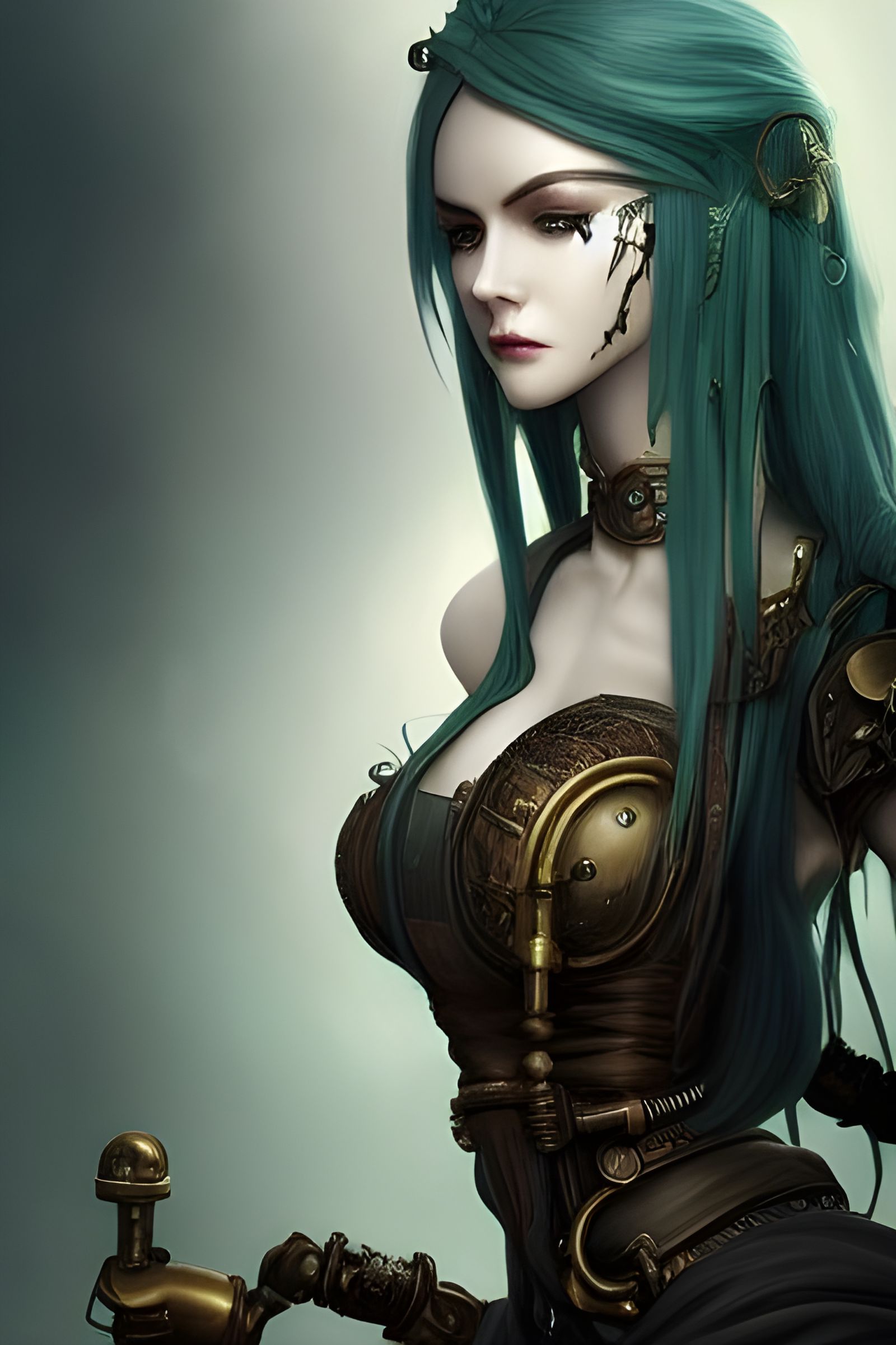 Steampunk Dark Elf Goddess in Hyper-Realistic Style