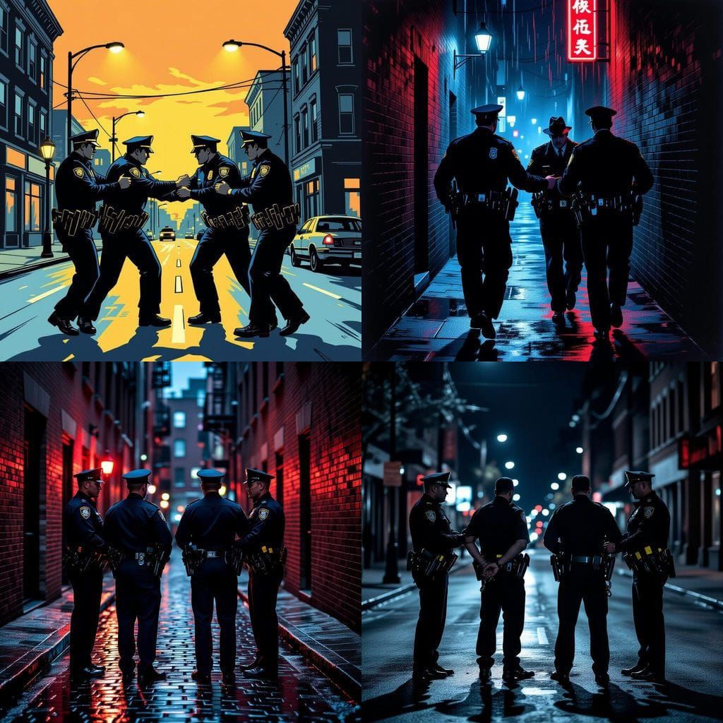 Police Officers Arresting Two Men