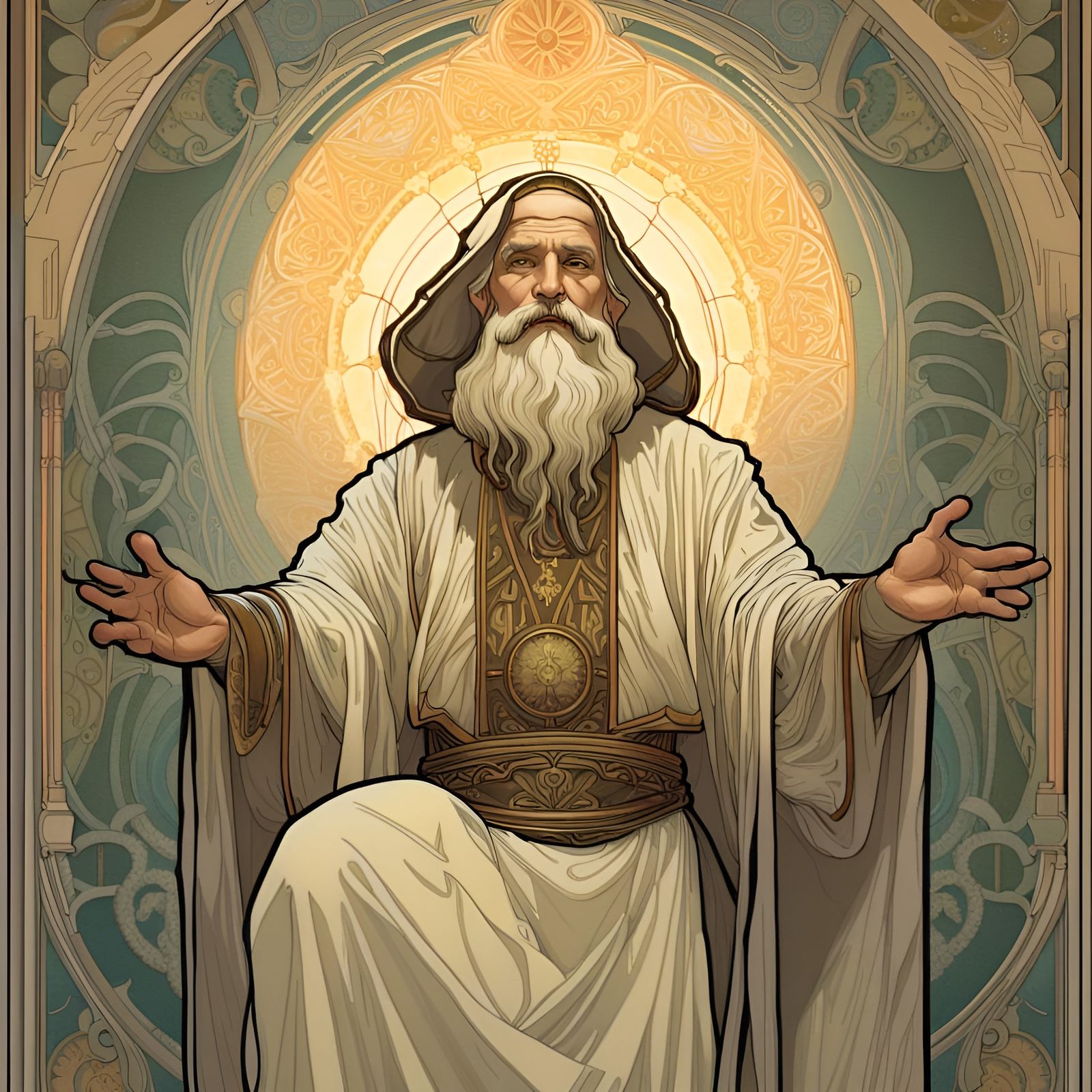 Art Nouveau Priest Performing Resurrection