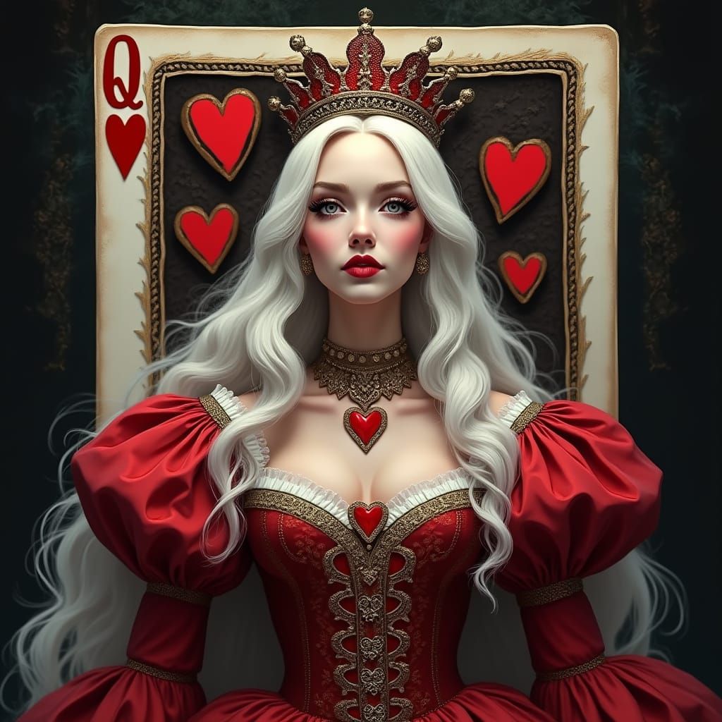 Queen of Hearts AI Art in Mystical Style